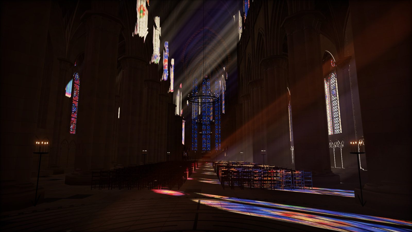 Gothic cathedral with standard lighting