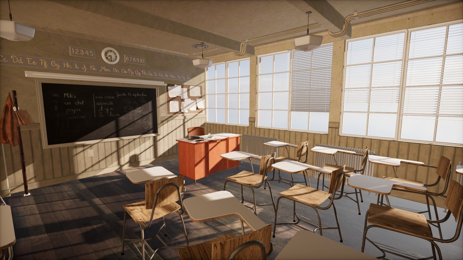 Classroom with standard lighting
