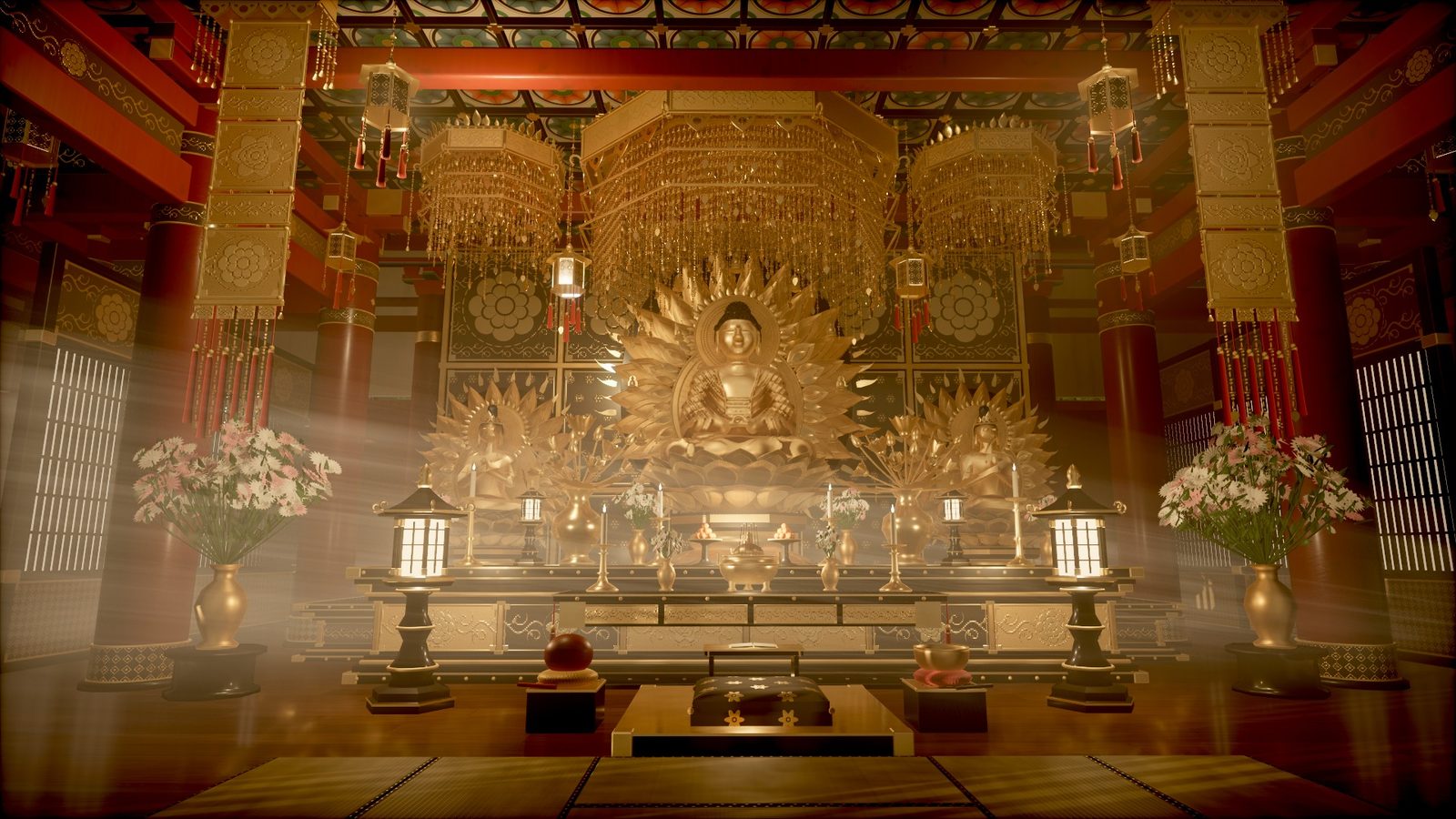 Golden Temple, sanctum with WebGI SSGI and SSR