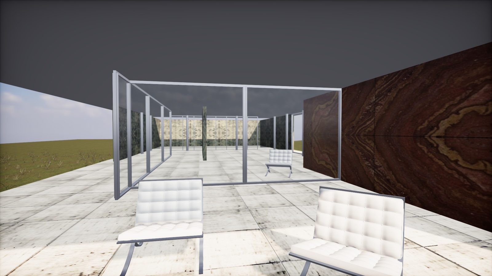 Barcelona Pavilion with standard lighting