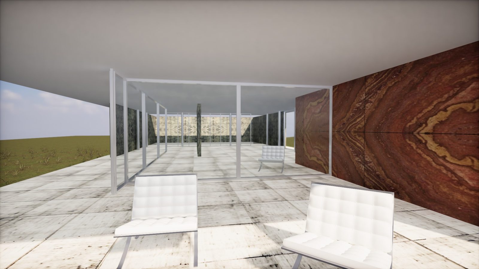Barcelona Pavilion with WebGI SSGI and SSR