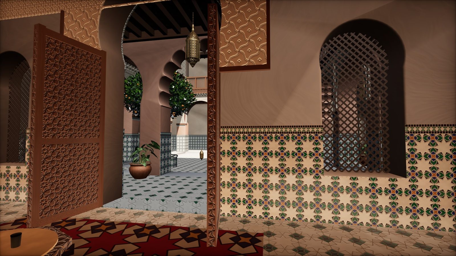 Moroccan riad, salon with standard lighting