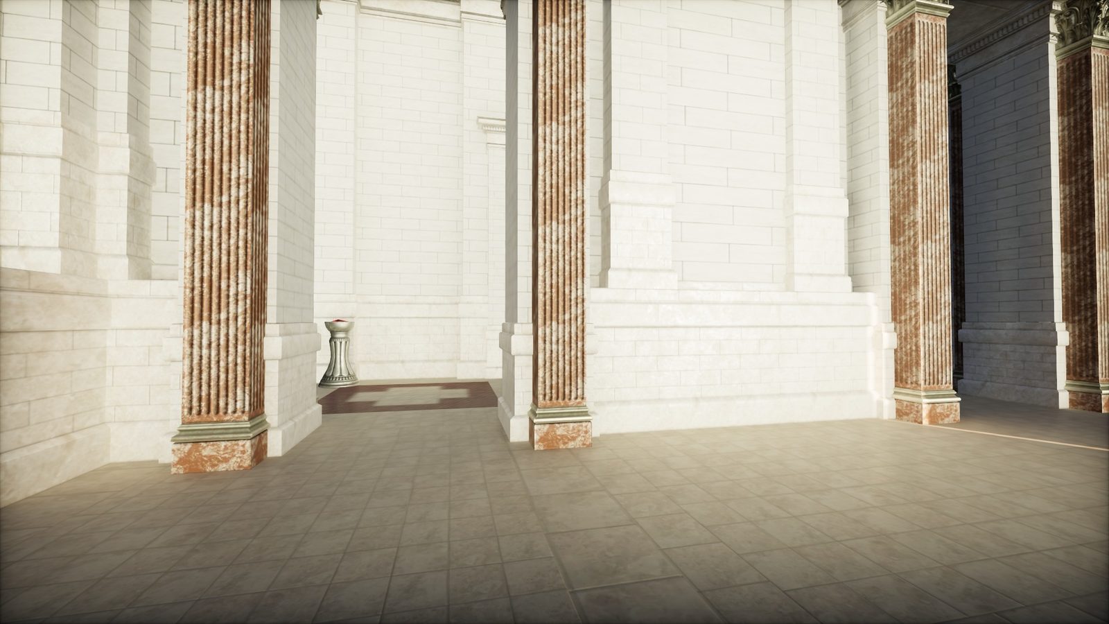 Sun Temple, hall with WebGI SSGI and SSR